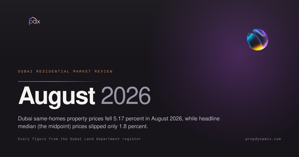 Dubai Property Report August 2026: Same-Homes Prices Drop